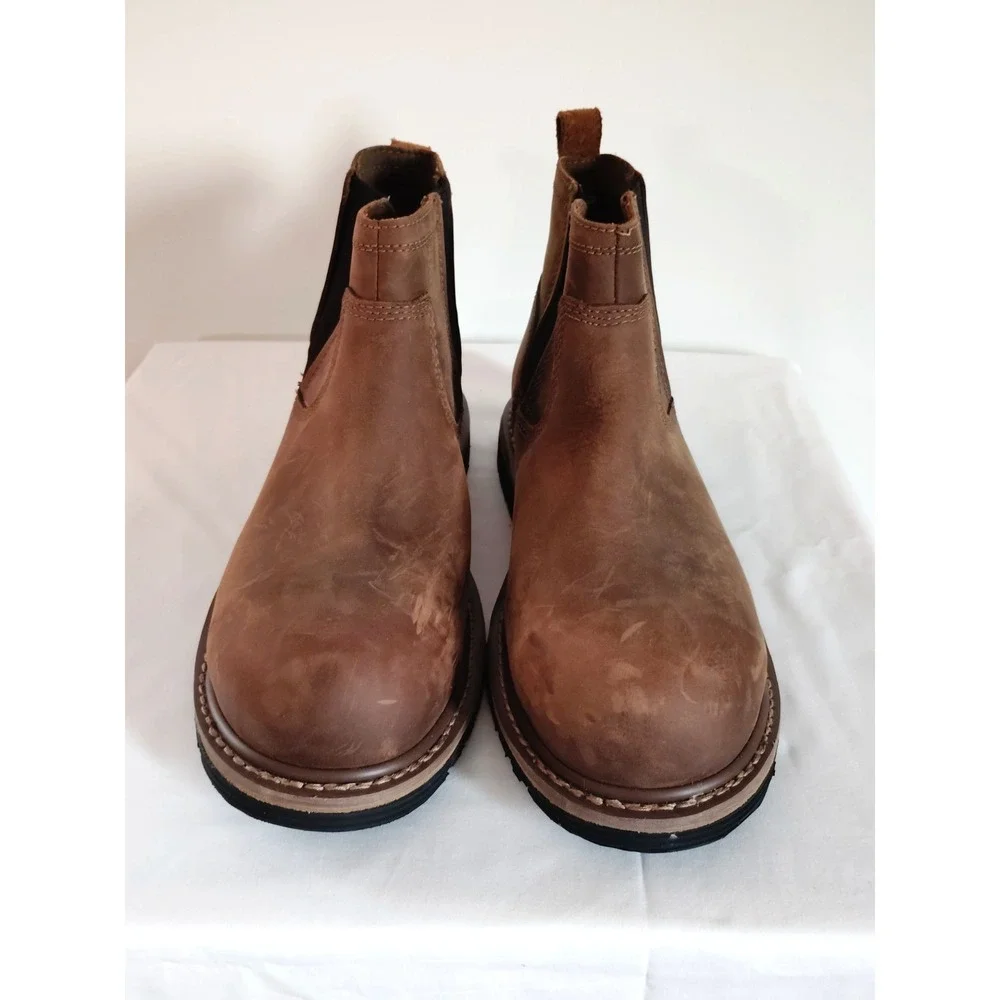Timberland PRO Millworks Brown Leather Composite Toe Chelsea Work Boots Men 9